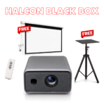 HALCON Black Box 4K Smart Projector + FREE 7×5 Ft Motorized Screen (Worth ₹13,999) + FREE Premium Projector Stand (Worth ₹6,000) | Complete Home Theatre Package
