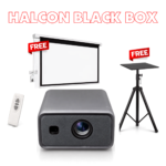HALCON Black Box 4K Smart Projector + FREE 7×5 Ft Motorized Screen (Worth ₹13,999) + FREE Premium Projector Stand (Worth ₹6,000) | Complete Home Theatre Package
